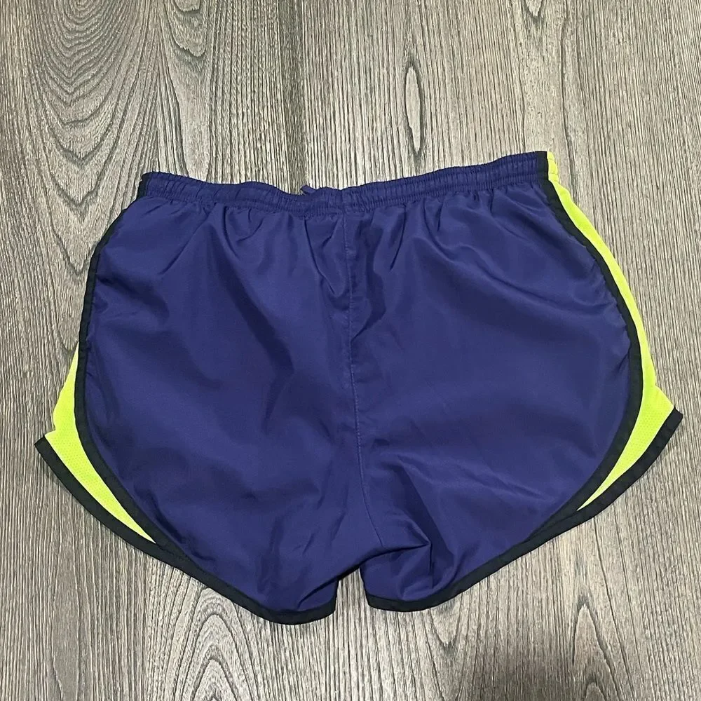 Nike Womens Navy Blue Yellow Elastic Waist Dri-FIT Track Shorts Size XS
